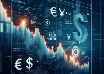 EUR/USD currency rates graph depicting falling trend