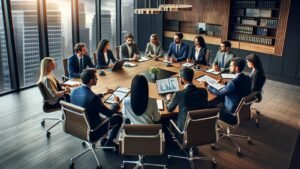 Financial analysts discussing interest rates